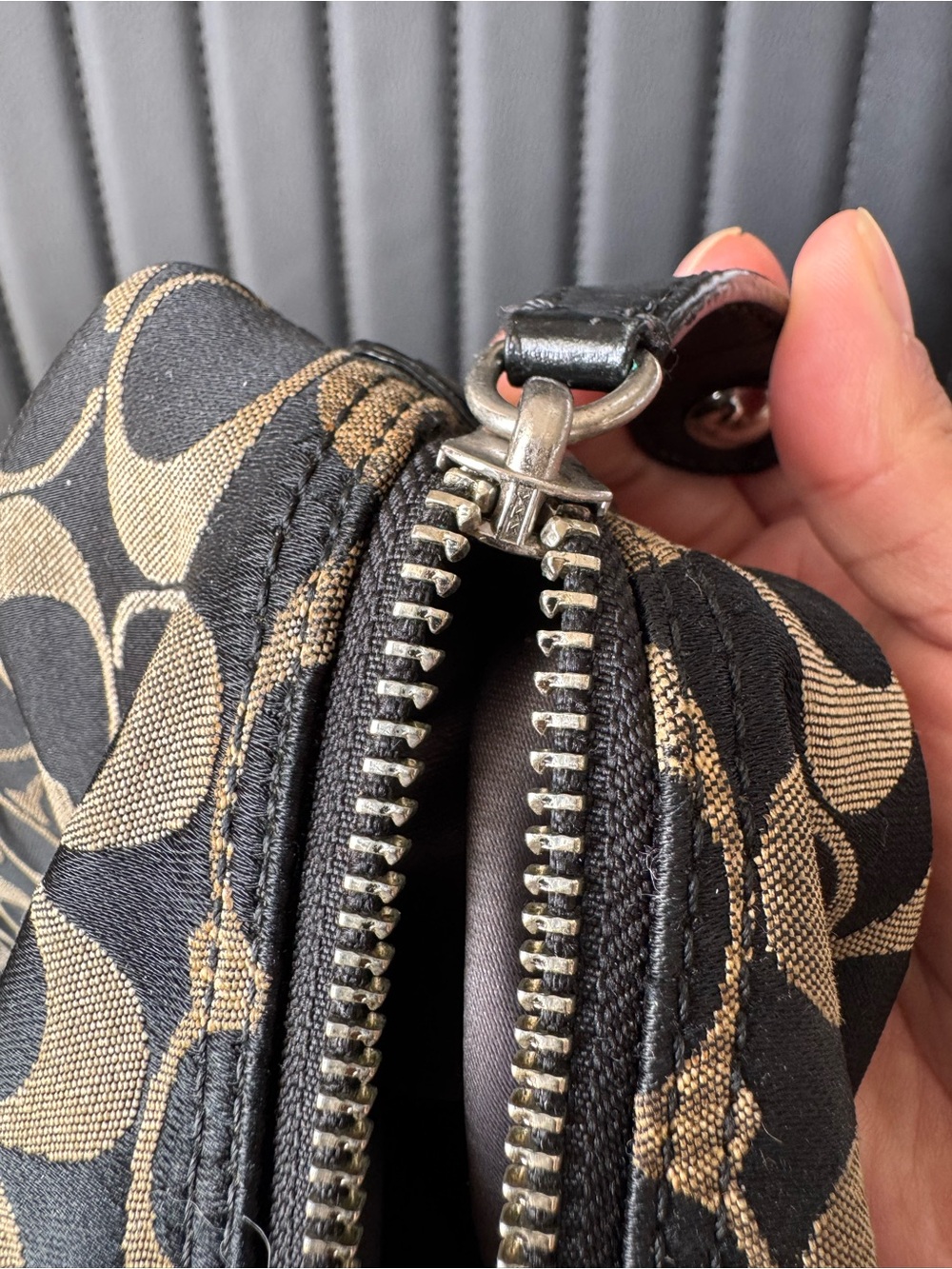 Coach Ashley Signature Sateen Large Satchel with Black Leather Trim - Picture 11 of 11